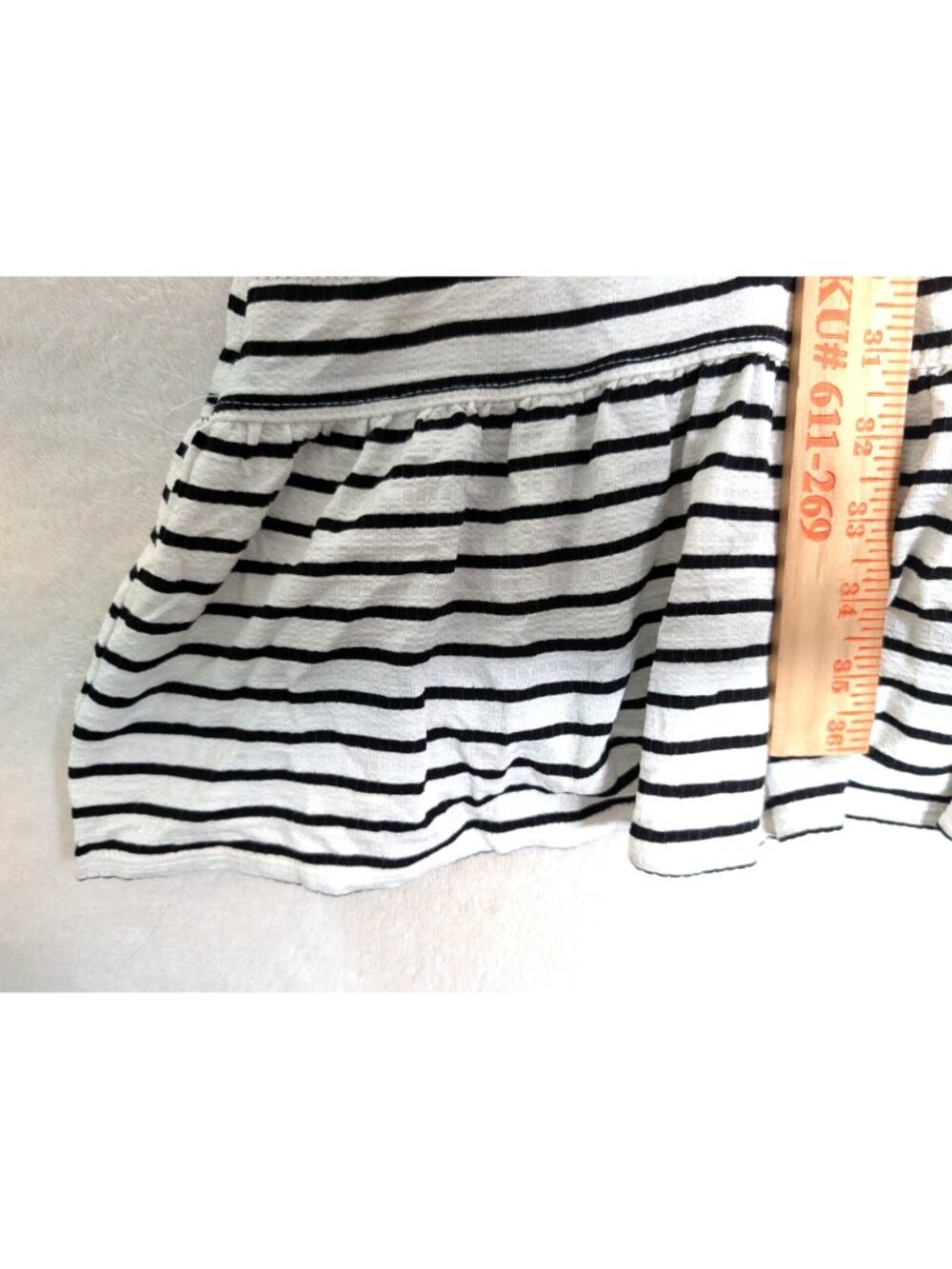 Max Studio Striped Mini Dress Ruffled Sleeves Flounced Hem 1X White & Black - Picture 6 of 13